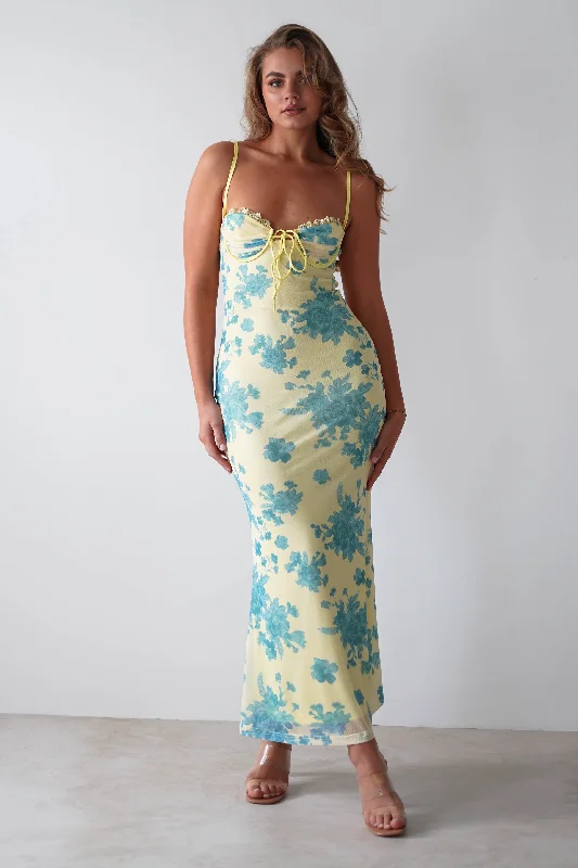 Curated collections for modern, fashionable women Francesca Bodycon Maxi Dress | Yellow Print Curated collections for modern, fashionable women Francesca Bodycon Maxi Dress | Yellow Print