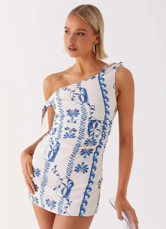 Chic, modern looks for the stylish woman   Amazonia Linen Mini Dress - Floral Wave