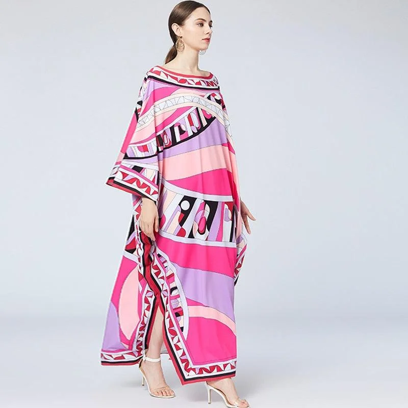 Bold fashion choices for the confident woman   Silk Bohemian Plus Size Batwing Sleeve Maxi Dress