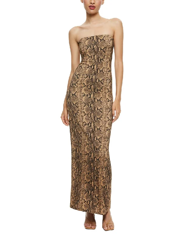 Comfortable yet stylish outfits for women on the go   alice + olivia Delora Strapless Maxi Dress