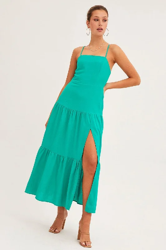 Step up your style with trendy women’s clothing Green Maxi Dress Sleeveless Square Neck Linen Blend Step up your style with trendy women’s clothing Green Maxi Dress Sleeveless Square Neck Linen Blend