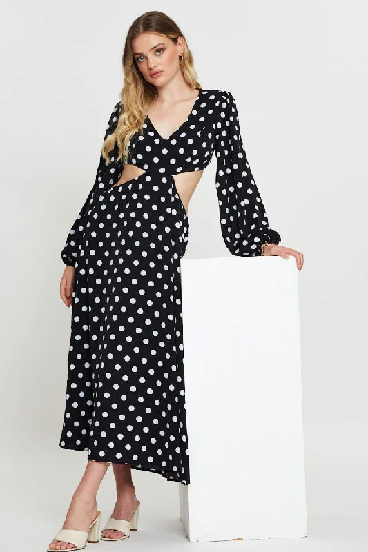 Polka Dot Max Dress Long Sleeve