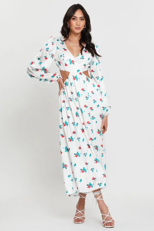 Print Maxi Dress Long Sleeve