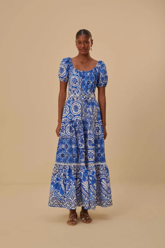 Blue Tile Dream Maxi Dress