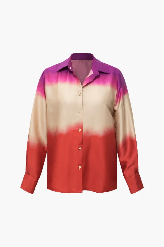 Ombre Satin Long Sleeve Shirt