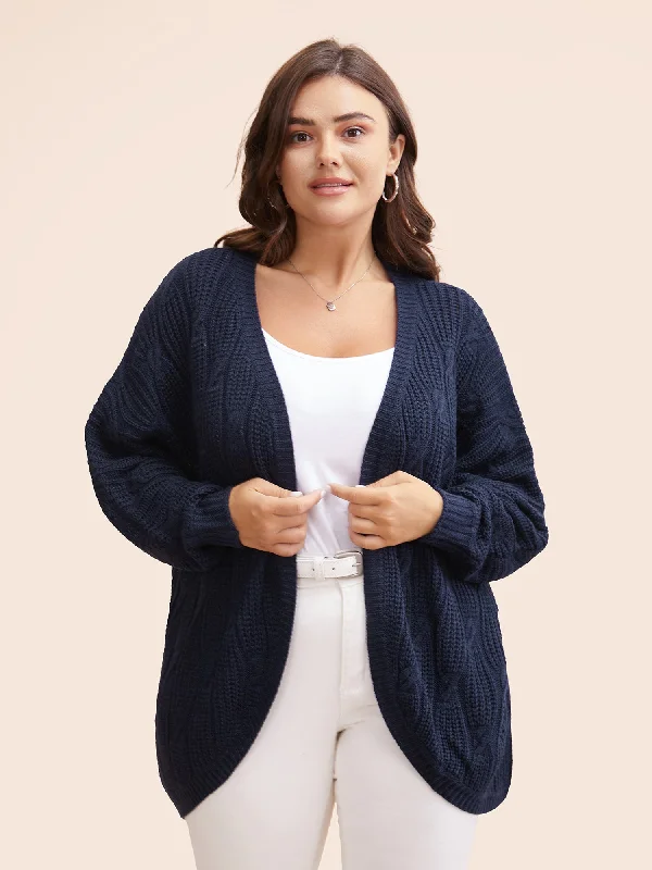 Solid Curved Hem Dolman Sleeve Cardigan