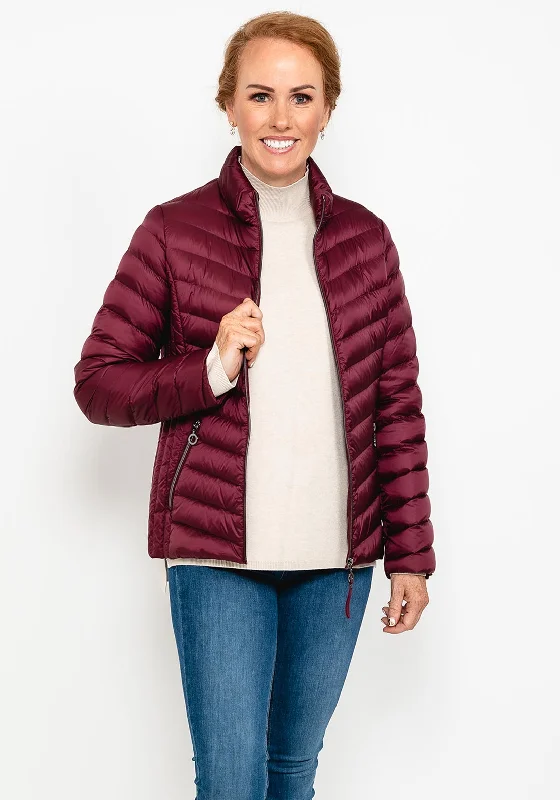 Feminine fashion to express your unique style   Frandsen Duck Down Quilted Short Jacket, Wine