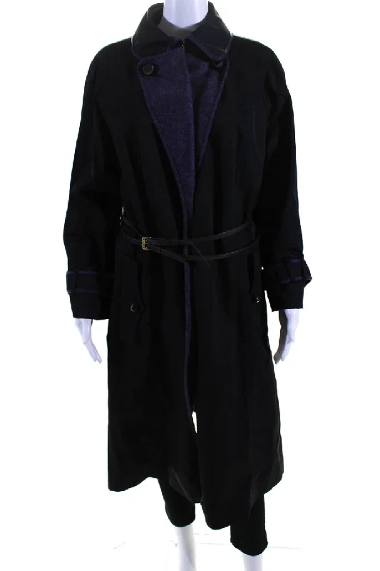 High-quality women’s wear for everyday elegance Escada Womens Button Down Trench Coat Black Purple Cotton High-quality women’s wear for everyday elegance Escada Womens Button Down Trench Coat Black Purple Cotton