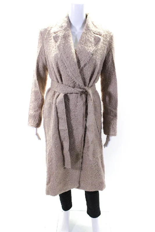 Trendy women’s clothing Helmut Lang Womens Fur Textured Collared Open Front Trench Coat Brown Trendy women’s clothing Helmut Lang Womens Fur Textured Collared Open Front Trench Coat Brown