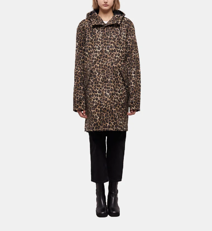 Create a timeless wardrobe with fashionable pieces   Long Parka With Leopard Print Hood