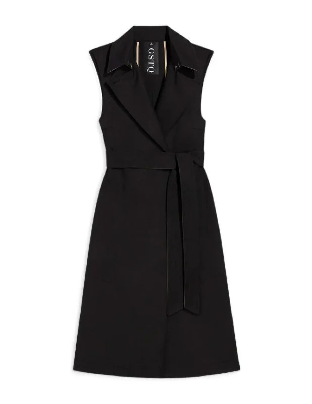 Cozy women’s clothing for the colder months   Women's Sleeveless Trench Coat In Black Beauty