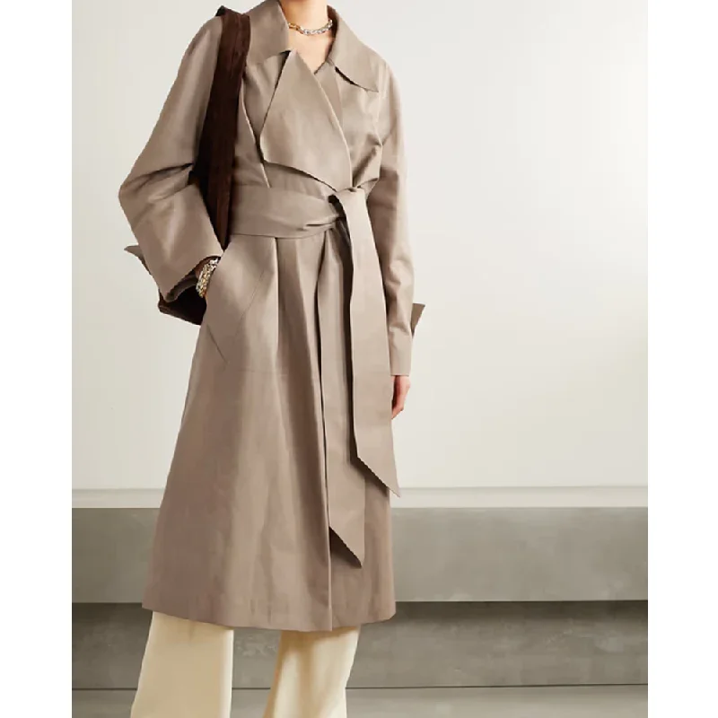 Refresh your wardrobe with trendy women’s apparel   New  Light Brown Lambskin Leather Long Coat For Women's