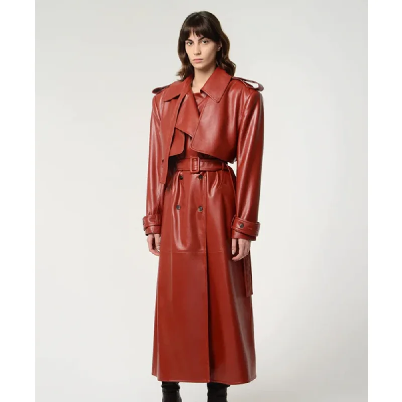 Premium quality women’s clothing at affordable prices   New Women Lambskin Red Leather Trench Coat
