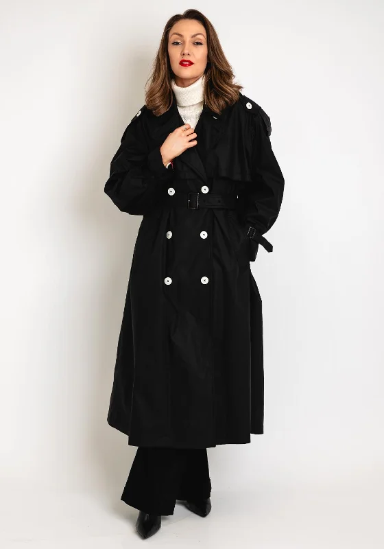 Tommy Hilfiger Oversized Cotton Trench Coat, Black