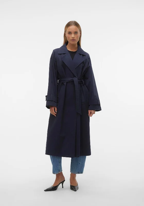 Vero Moda Blog Long Trench Coat, Navy