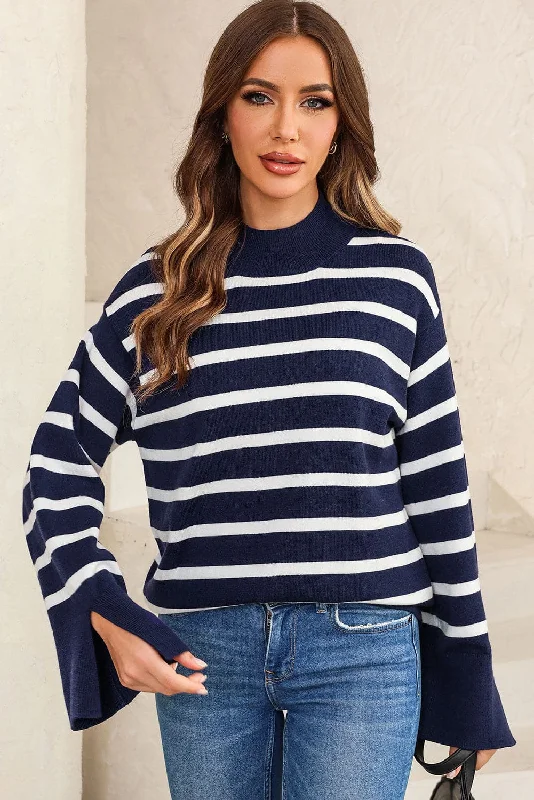 A perfect wardrobe for fashionable women   Chic striped drop shoulder sweater