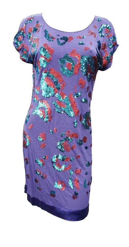 Stylish and comfortable outfits for women   Hale Bob Short Sleeve Dress With Sequins In Purple