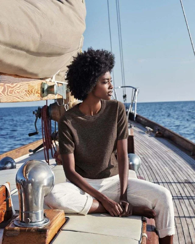Affordable stylish women’s fashion collection 007 Round Neck Cashmere T Shirt Moorland Brown Affordable stylish women’s fashion collection 007 Round Neck Cashmere T Shirt Moorland Brown