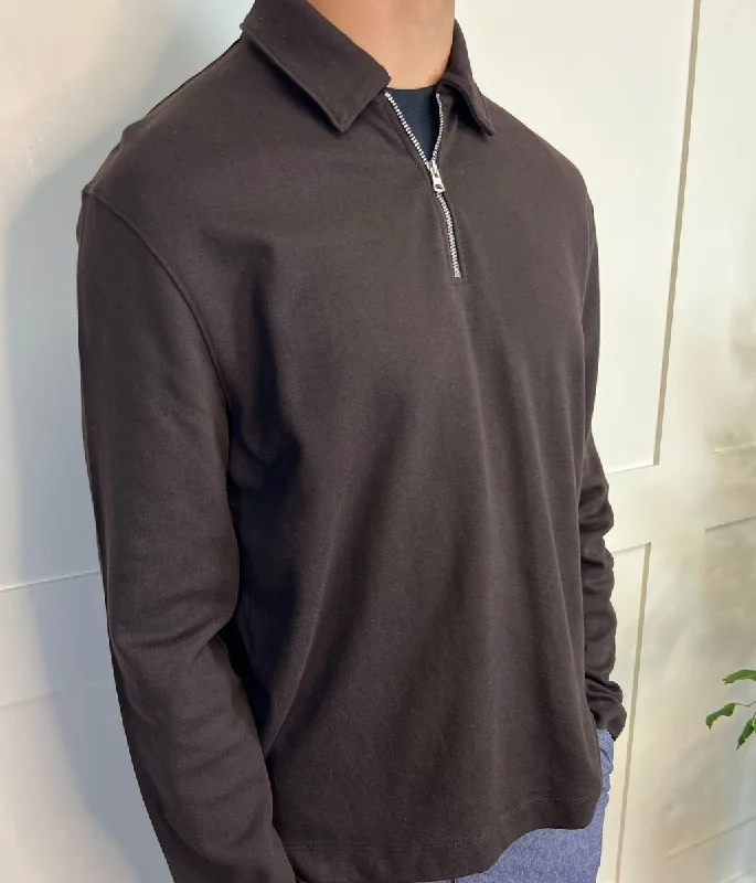Latest fashion trends for modern women   Dark Brown Mens 1/4 Zip Sweatshirt