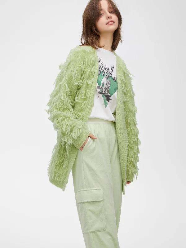 Comfortable yet stylish outfits for women on the go   Mint Green Flannel Cardigan